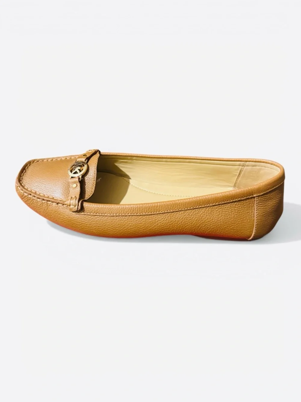 Michael Kors May Tan Leather Gold Logo Moccasins - Picture 7 of 9